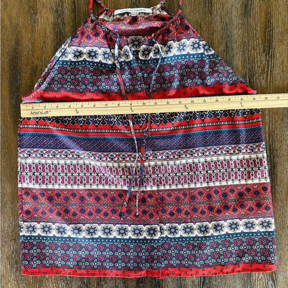 Collective Concepts Women’s Red and Blue Patterned Button Down Halter Top Size M - Picture 4 of 8